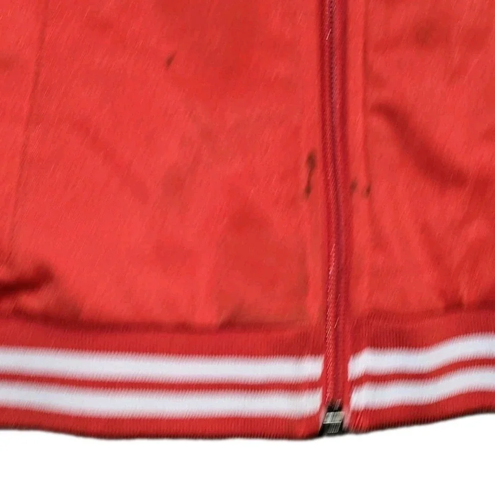 Disney Mickey Mouse Track Jacket Kids 5/6 Red White Zip Up Retro 1928 Burbank CA